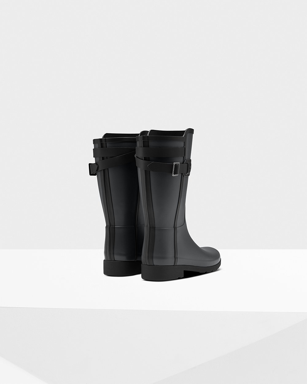 Galochas Curtas Hunter Feminina Pretas - Refined Slim Fit Contrast - 67VOILXQE